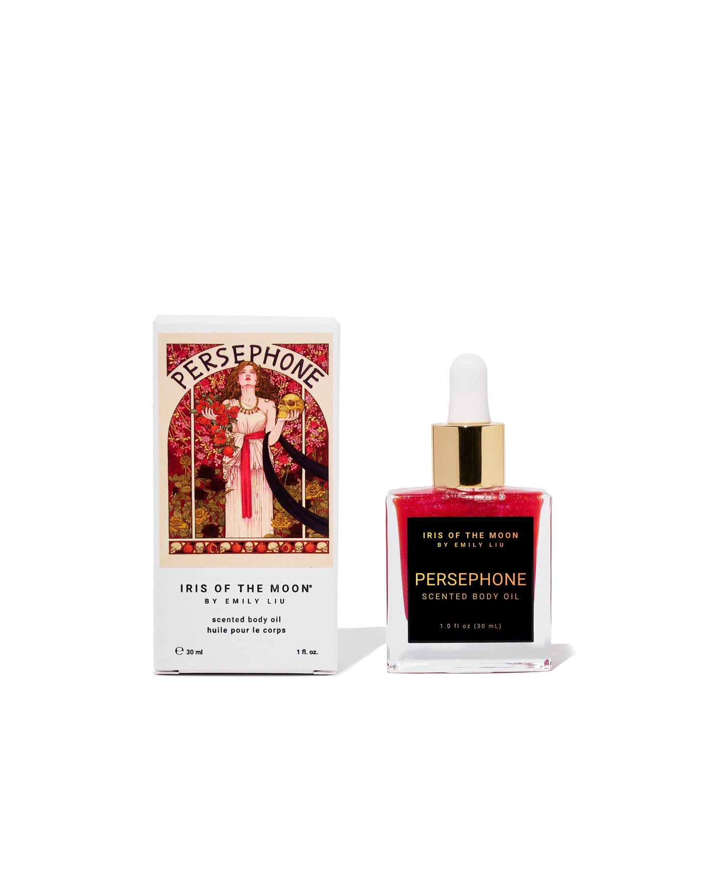 Persephone perfume bottle and packaging on a white background