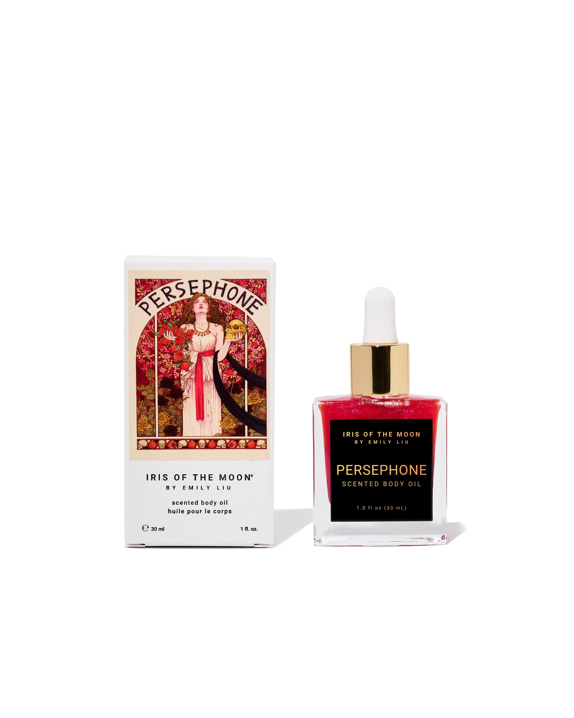 Persephone perfume bottle and packaging on a white background