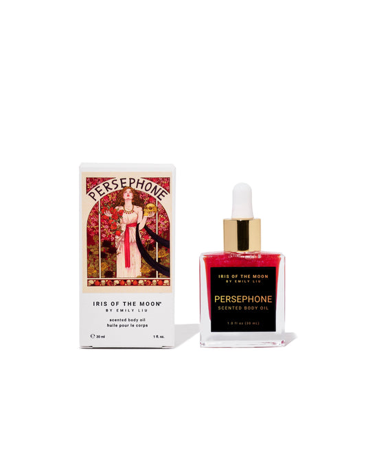 Persephone perfume bottle and packaging on a white background